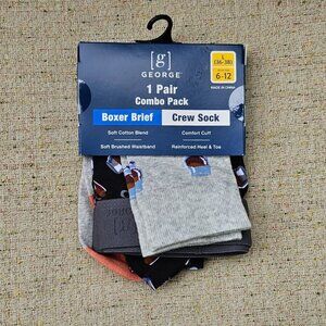 George Men Brief Boxer Crew Socks 1 Pair Combo Pack Soft Cotton Blend Comfort